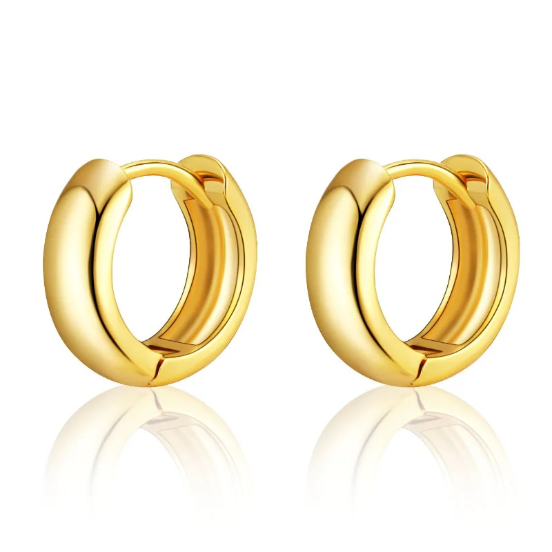 Minimalist Hypoallergenic Fashion Earrings Brass 18K Gold Hoop Earrings Clio on Custom Earrings Women Girls