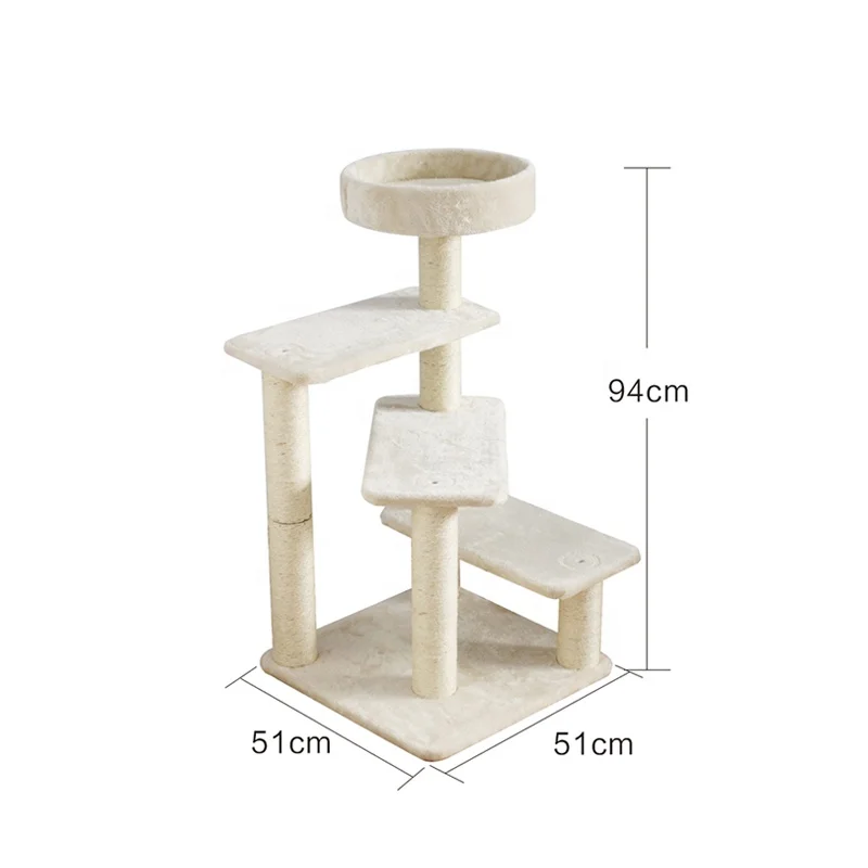 Professional eco-friendly wooden sisal cactus cat scratcher tree