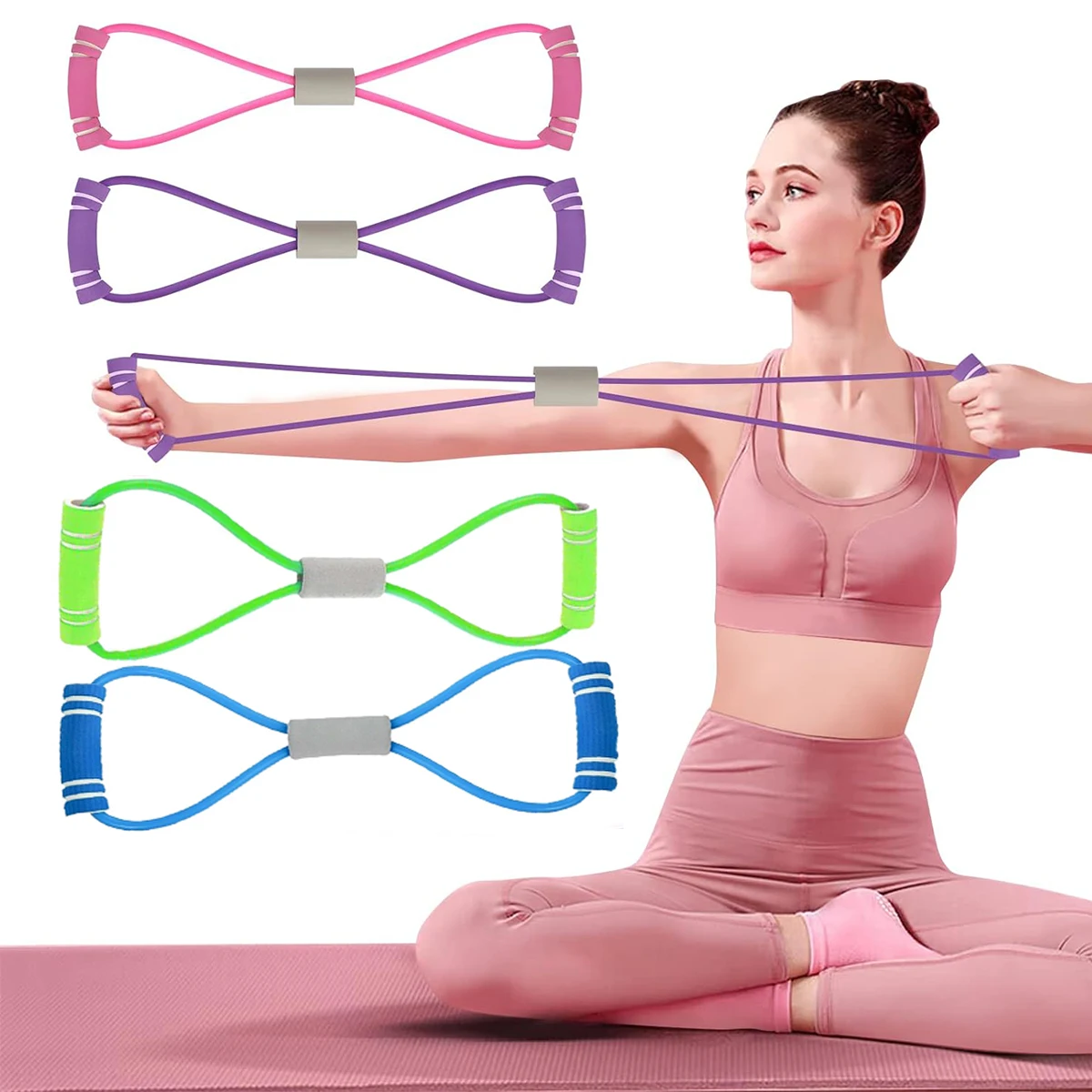 Durable Eight Shape Handle Bands Beauty Fitness Exercise Tpe Material Cheap Price Handle Bands