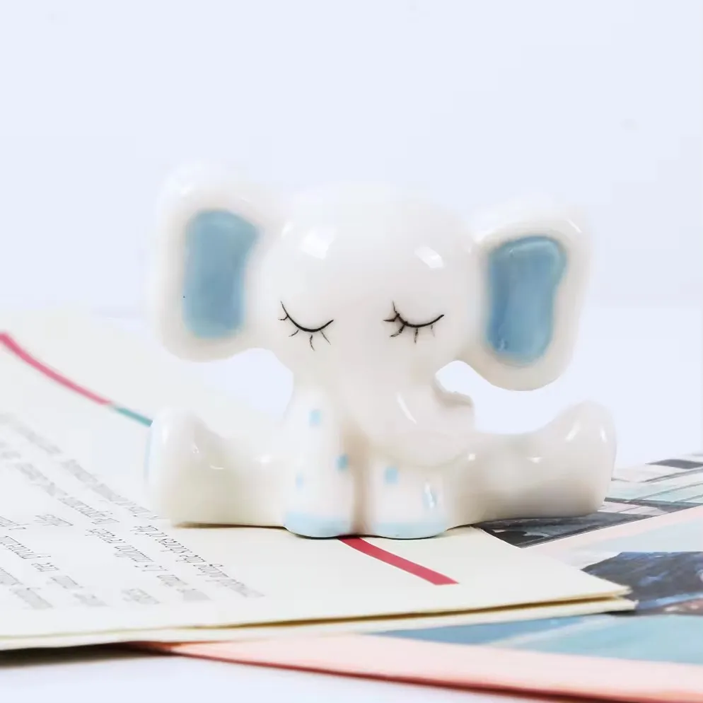 Wholesale cartoon cute mini white ceramic elephant home decor indoor decoration