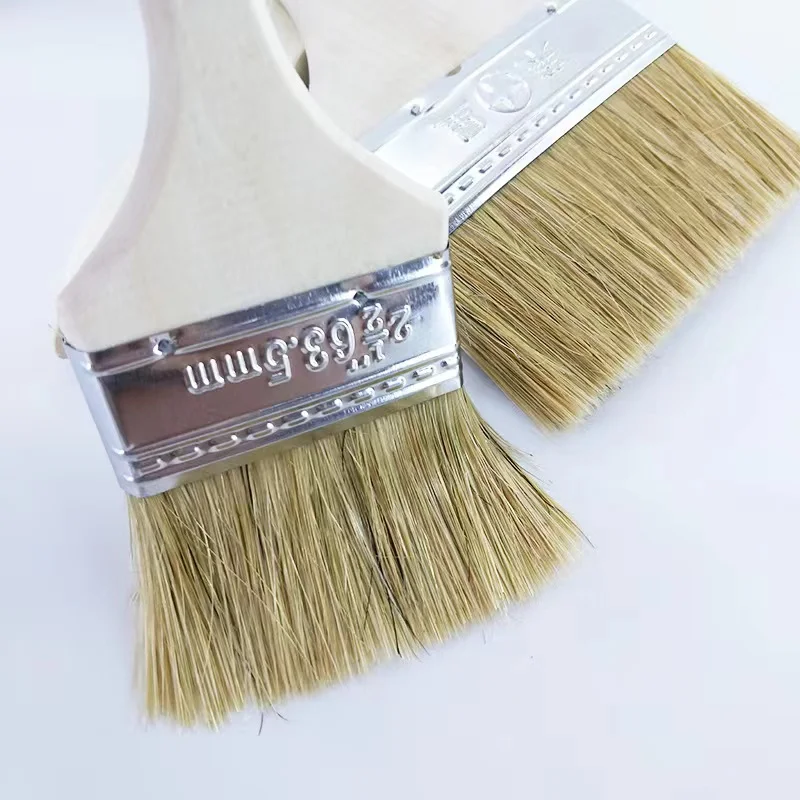 Factory processing customized pig bristle paint brush thickened wood handle paint brushes wall professional paint brushes