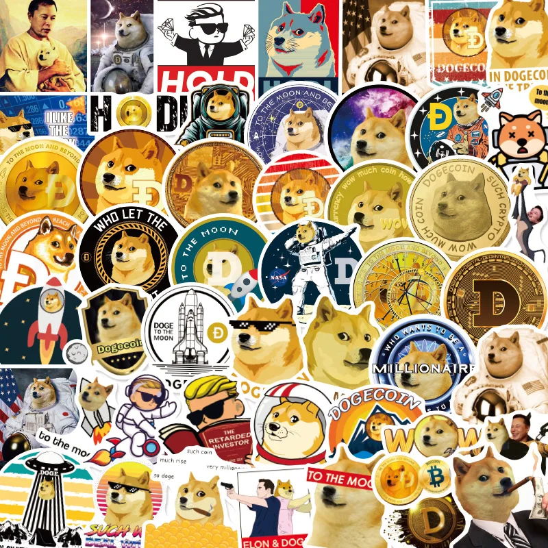 
Vograce Custom Printing Cute Die Cut Dogecoin To The Moon Anime Label Sticker 