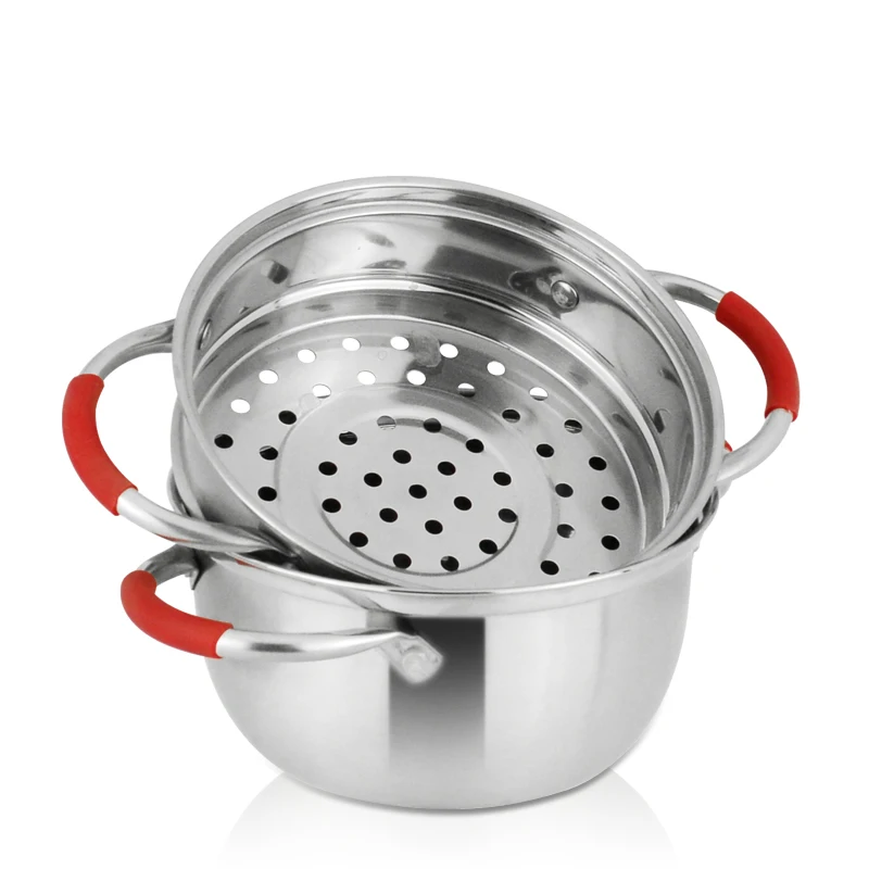 Высококачественный индукционный газовый отпариватель кастрюля для приготовления пищи двухслойный японский из нержавеющей стали 304 с крышками