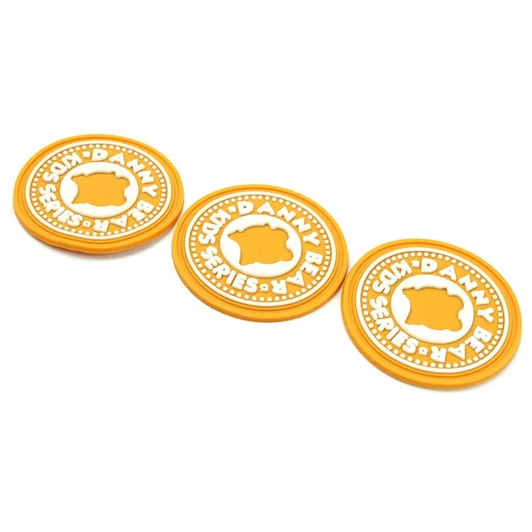 2022 New Style High Quality Personalized Brand Name Round Shaped Sewing on 3D Embossed Custom Rubber Labels PVC Silicon Patches