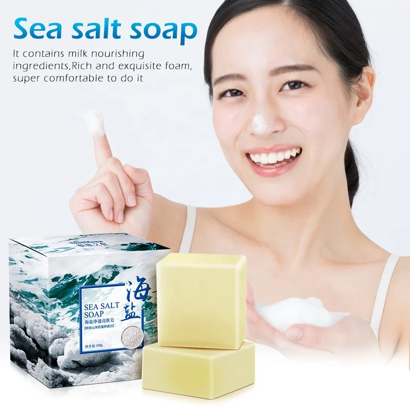 100g Removal Pimple Pore Acne Treatment Sea Salt Soap Goat Milk Moisturizing Glycerin Soap Base Whitening bar