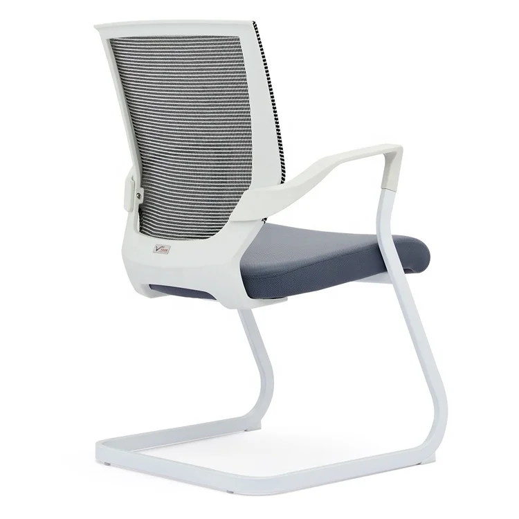 Белый стул для встреч, сетчатый стул для посетителей, средняя спинка с креплением для саней