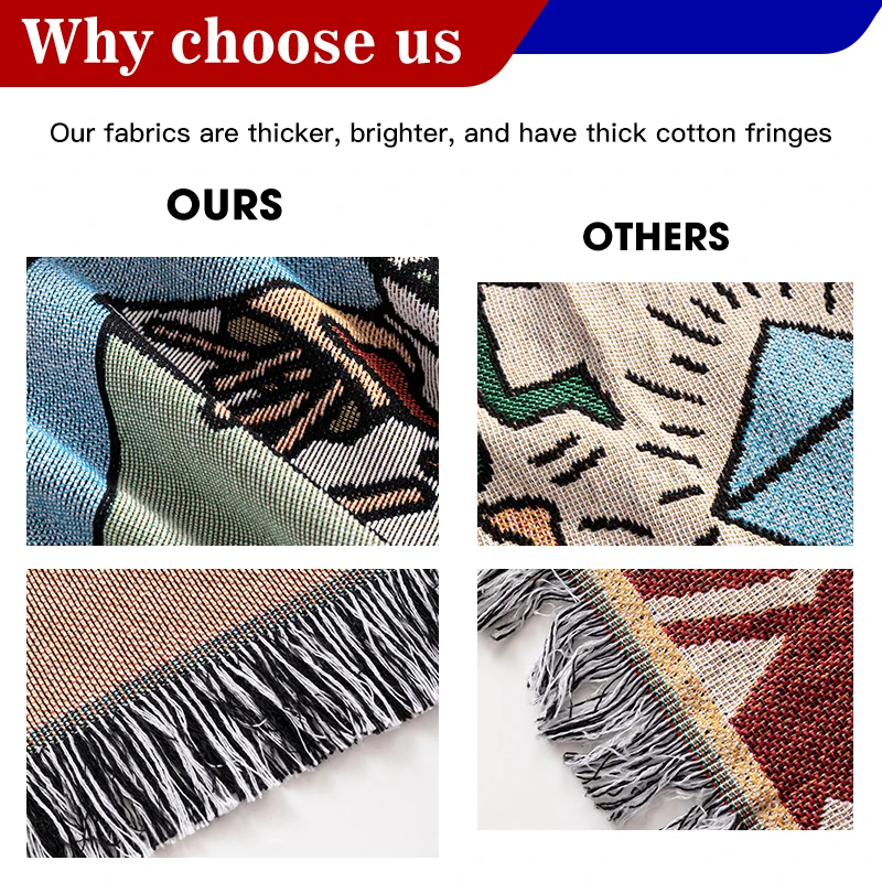 Big Sale Customized Woven Jacquard Bohemian Geometry Raschel Blanket Recycled Cotton Woven Throw Blanket