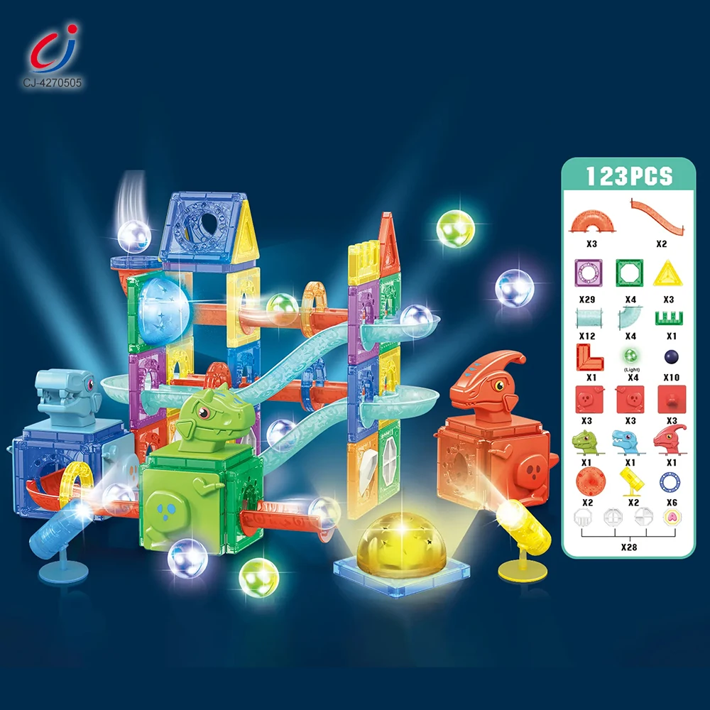 Chengji magnetic dinosaur blocks educational toys 3d magnet lighting ball bearings colorful magnetic building blocks toys