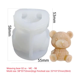 Milk tea coffee ice hockey aromatherapy candle gypsum bear mold  Cartoon animal bear ice silicone mold