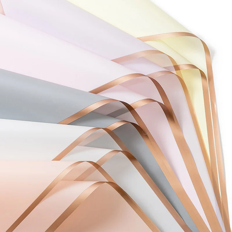 Shinewrap Factory Wholesale Pure Color Golden Edge Flower Wrapping Paper Luxury DIY Crafts Gift Packaging Flower Wrapping Paper