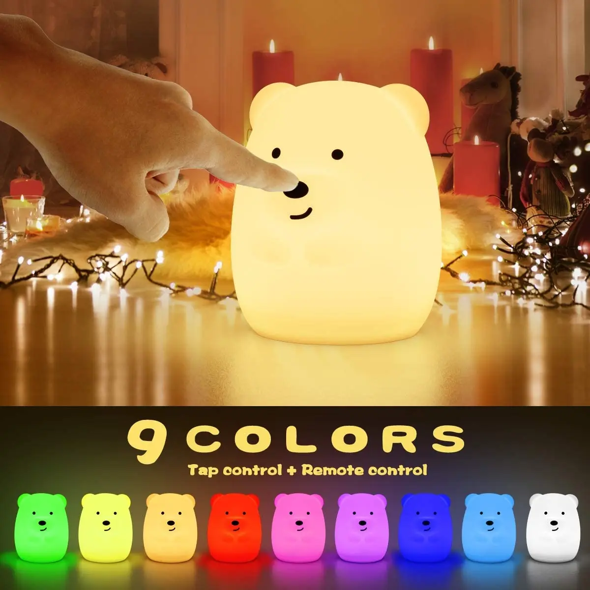 LED Nursery Night Lights for Kids USB Rechargeable Cute Animal Silicone Lamps with Touch Sensor or Remote Control
