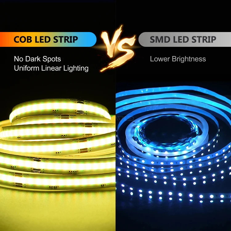 Addressable 630chips Cob Led Strip 12v 24v 12mm Rgbic Dream Color Waterproof Rgbw Rgb 12v 24v Cob Led Strip Light