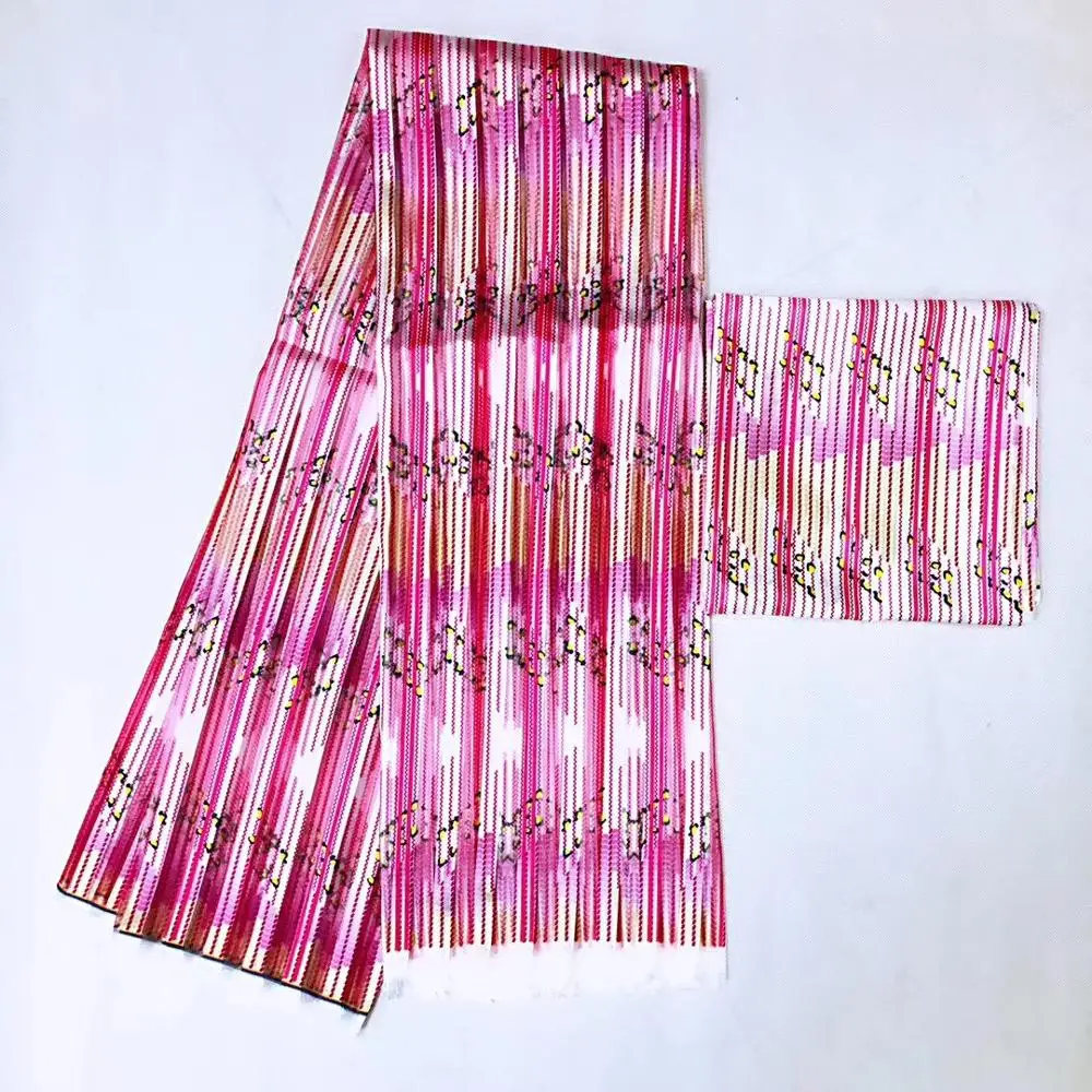 Атласная шелковая ткань с принтом в африканском стиле и восковым из органзы кружево для платья 4 Ярда лента 2 ярда шелковой ткани