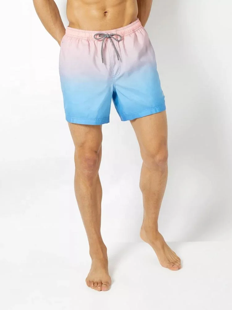 
Custom Hawaii style Mens beach shorts Blue Dip Dye Print Swim trunks made in china 