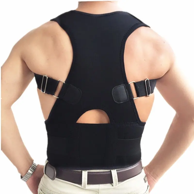 Sports back brace shoulder support belt lumbar magnetic therapy posture corrector
