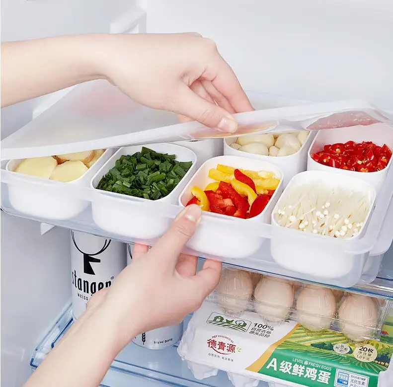 Plastic frozen shredded meat freezer refrigerator onion ginger garlic storage preparation vegetable sealed fresh keeping box