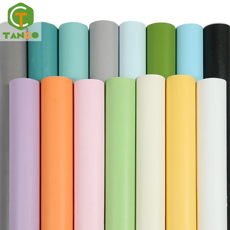 Solid Color Wallpaper 3d Bedroom Pvc Wall Stick and Peel Living Room Background Wall Paper