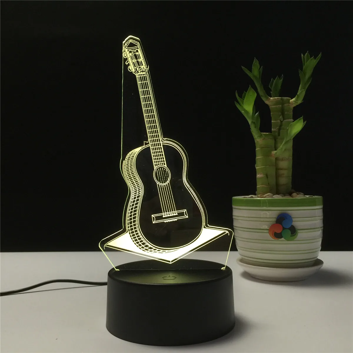 Guitar shape 3D illusion acrylic led night light