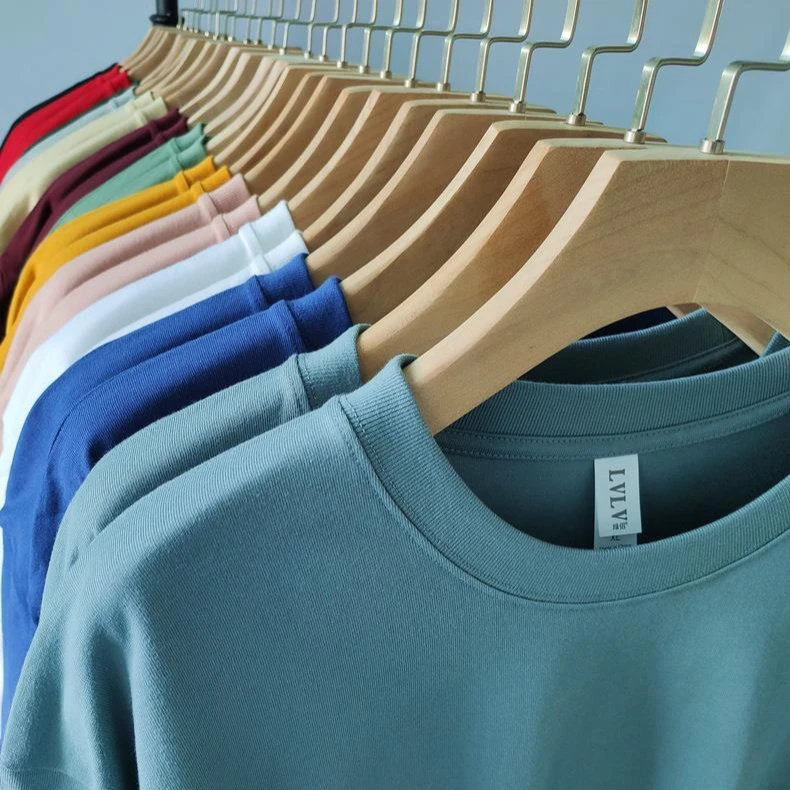 Wholesale Men Blank Plain Acid Wash Knit Tee Oversized 250gms T Shirt