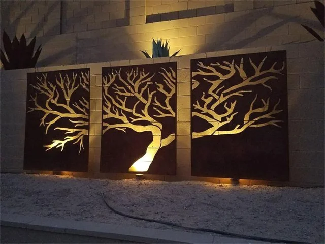 New design outdoor metal wall tree art privacy screen garden screen panels
