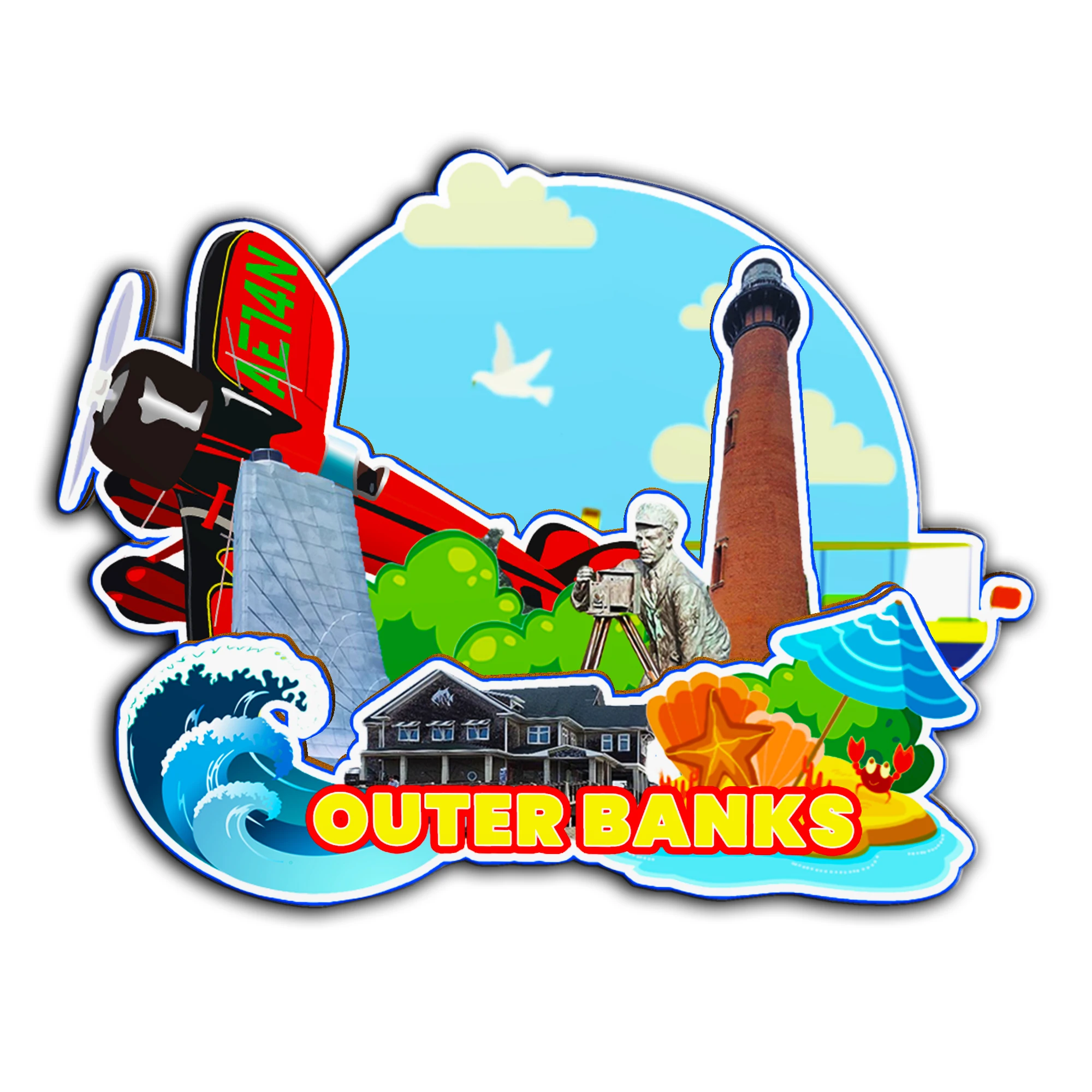 Refrigerator Magnet Outer Banks North Carolina USA Fridge Magnet City Travel Souvenirs Gifts 3D Classic Home Crafts