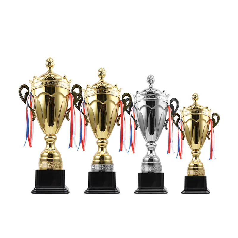 China Factory Wholesale No Minimum Personalized Logo Big Metal Trophy  Custom Metal crown Cup for sport competitions