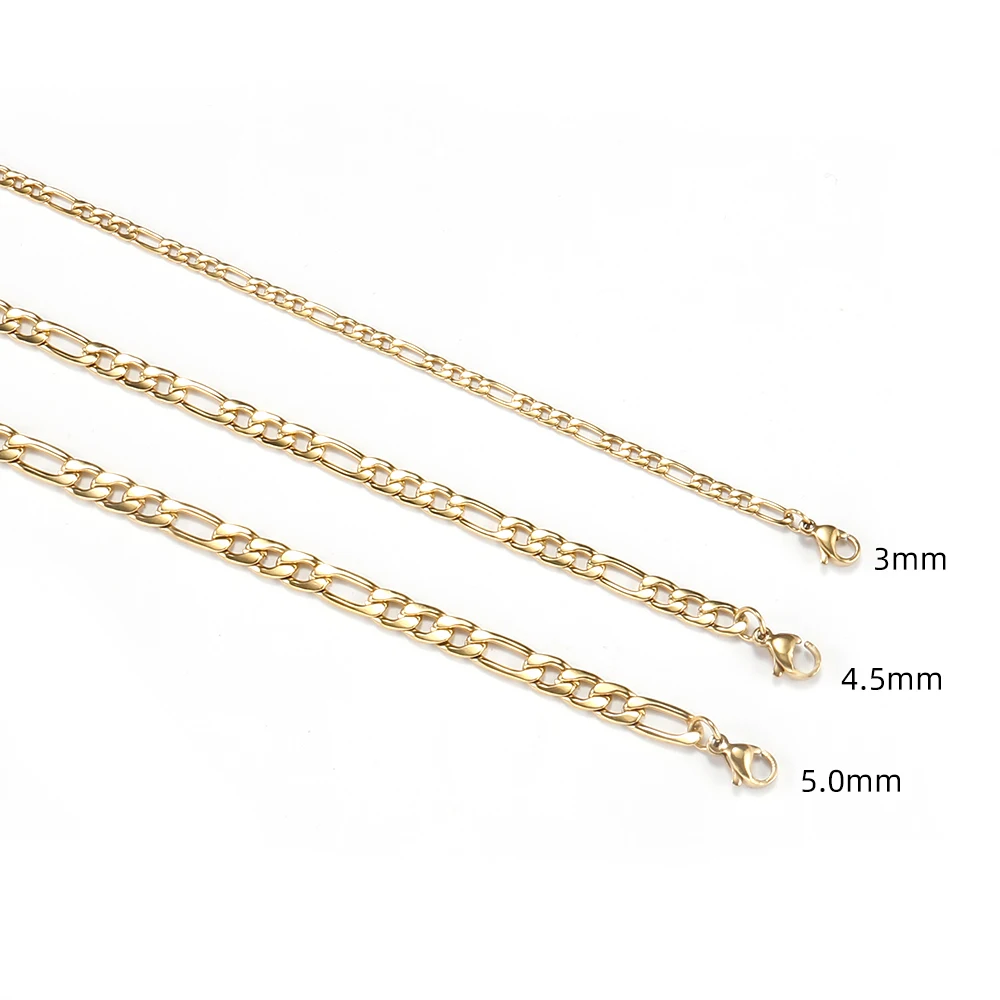 Hot Sale Stylish Wholesale Custom Hip-pop 4MM*50CM Stainless Steel NK 3:1 Chain Links Necklaces for Men