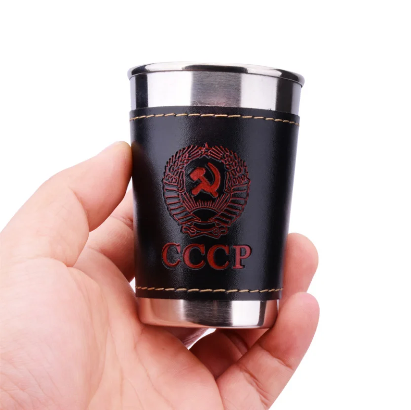 hot selling 4pcs a set 70ml  stainless steel wine glass shot glass cup with leather bag