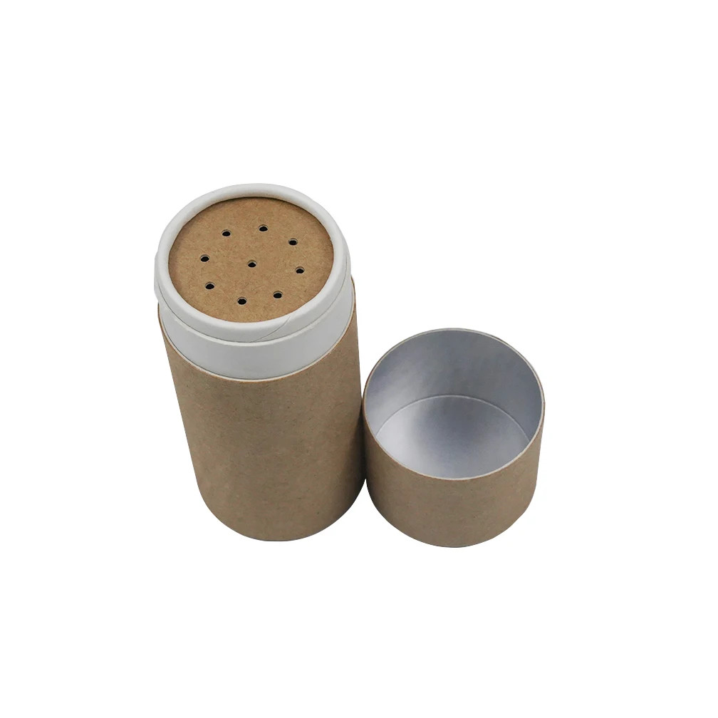 Custom made Round Paper Tube with Sifter Biodegradable Cardboard Paper Cosmetic Container Shaker