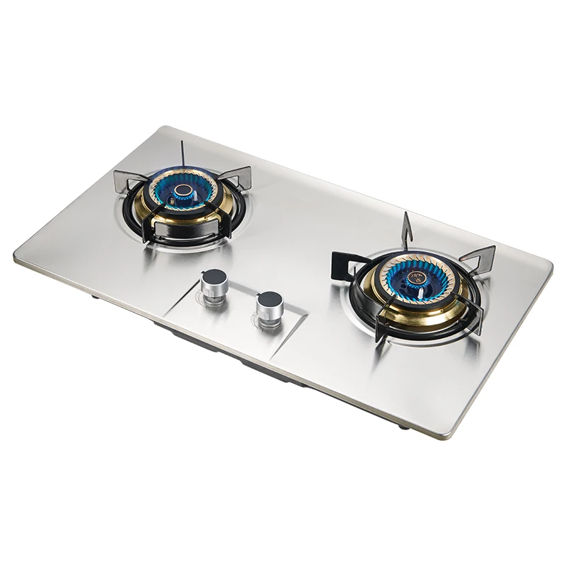 Lpg/Ng Double Burner Cooktops Stainless Steel Gas Hob Oem Odm Built-In Gas Stove