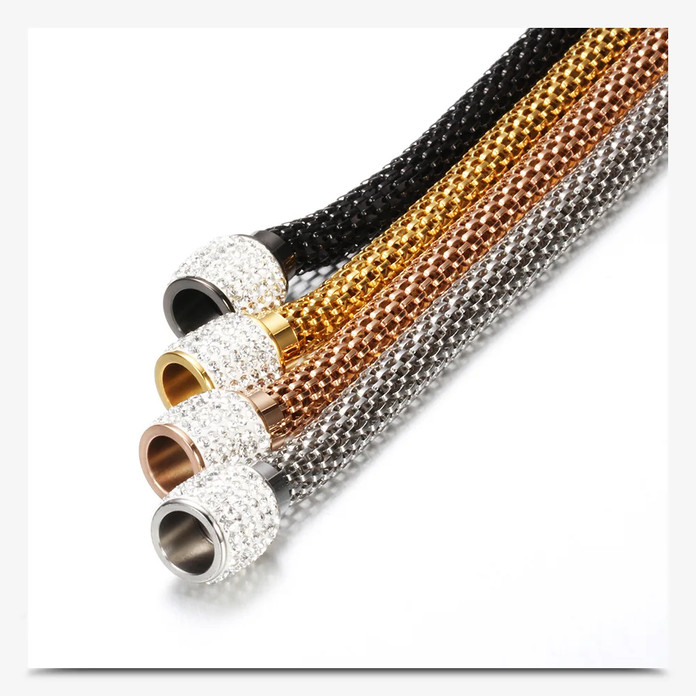 Yiwu Daicy hollow chain cable wire bracelet stainless steel pave diamond magnetic bracelet gold plated hip hop  for women couple