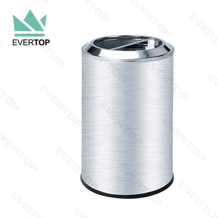 DB-48C 100L Public Airport Underground Trash Can, Semi-Opening Top Large Metal Waste Bin Round w LOGO Printing Waste Container