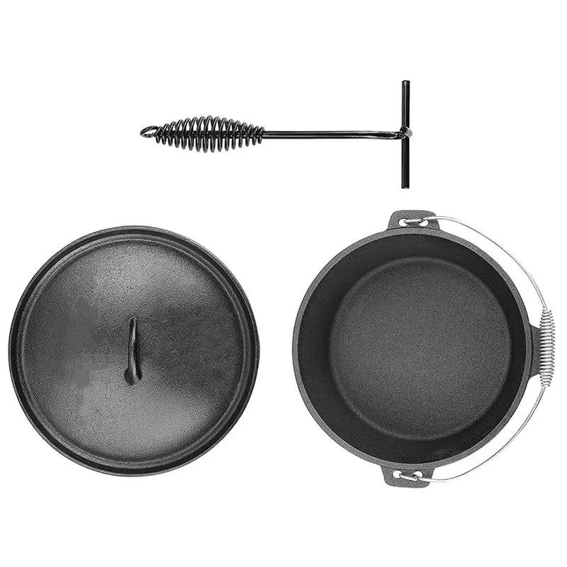 Campfire Pre Seasoned Cast Iron Camp Oven 4-6 Quart High Quality Vegetable Oil Coating