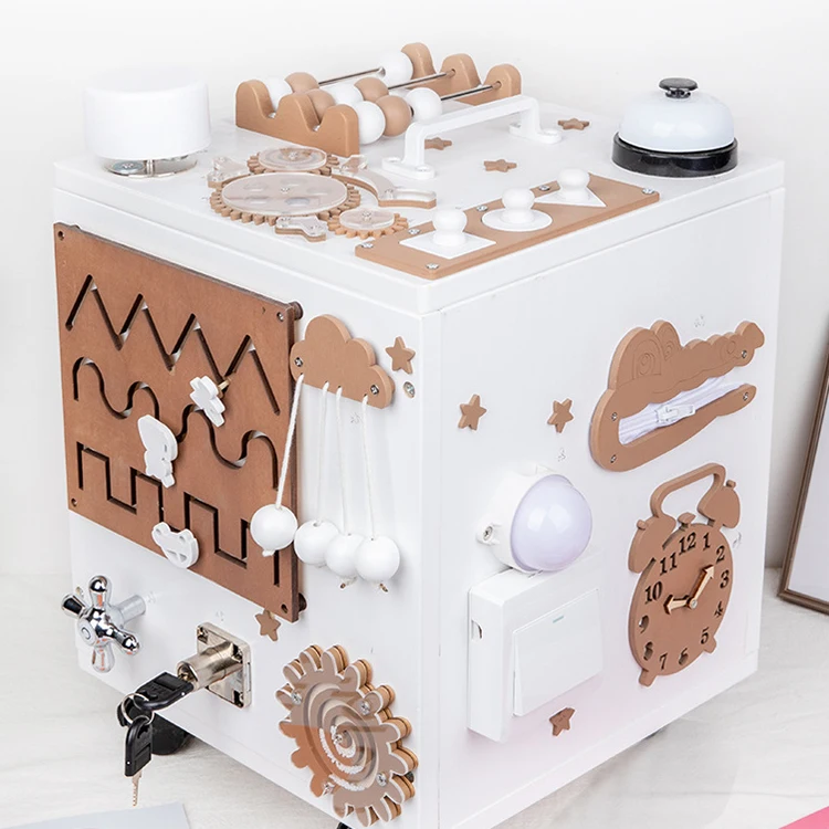 Educational Montessori Play learning Toy Baby Wooden Activity Cube For Toddle