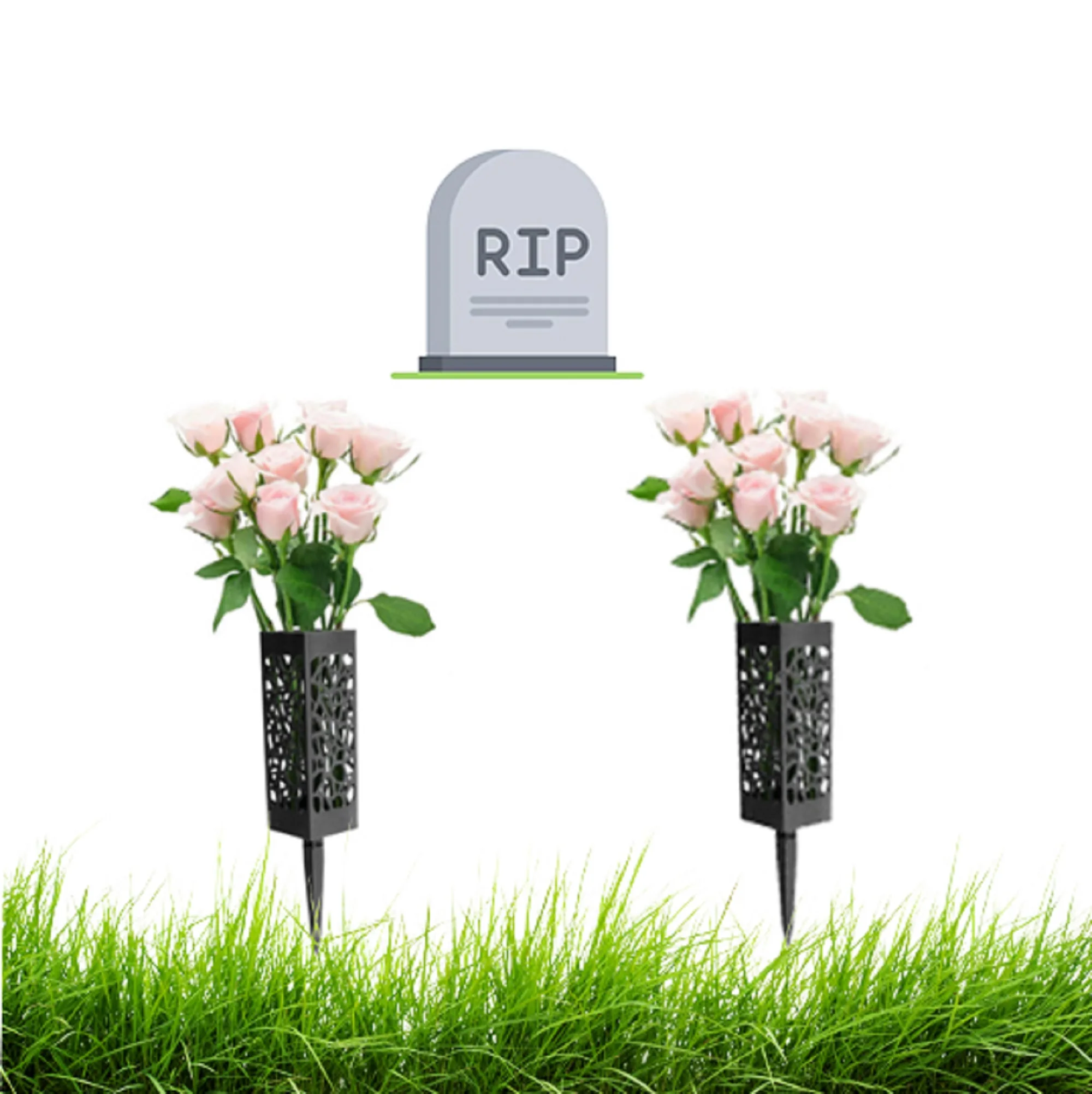 Floral Memorial Plastic Decorations Cones Headstone Gravestone  Grave Vase Cemetery Vases Grave Flower Vases