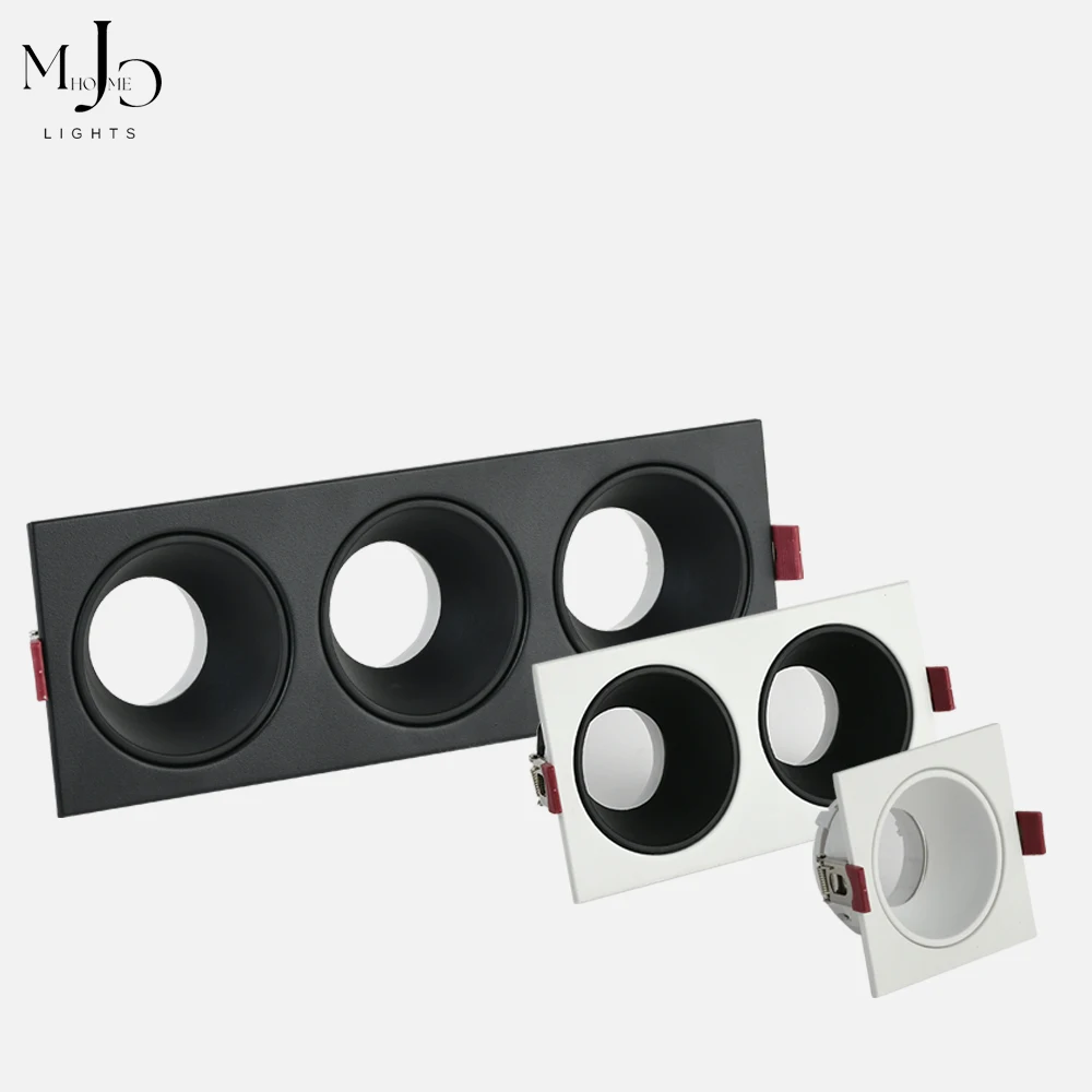 Black White New Home Recessed Anti Glare Ceiling Square Shape Spot Light Fixture Frame Spotlights Housing Led Lights