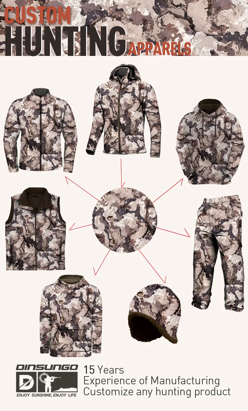 Warm fleece fabric camouflage hunting jacket  wear hunting clothes hunting apparel
