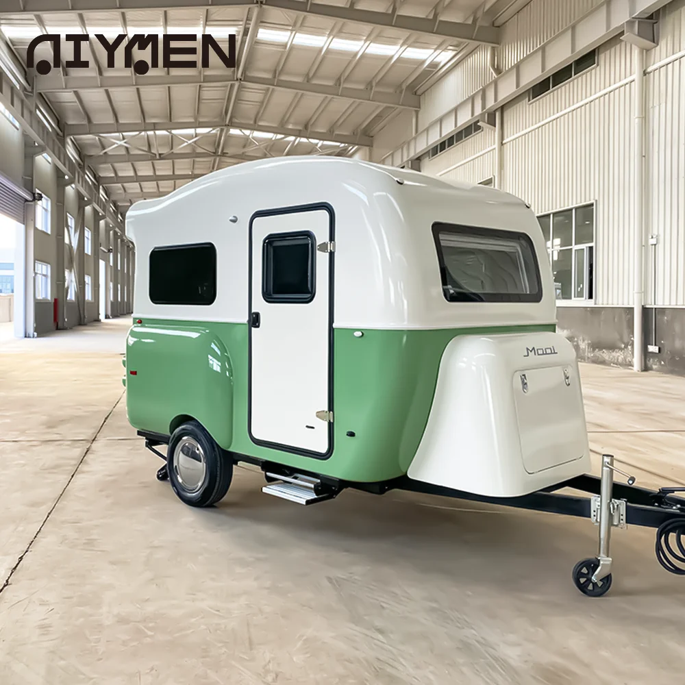 Световая капузная лампа Роскошный мини 4x4 RV внедорожный велосипед панель для кемпинга Сверхлегкий расширяемый прицеп из стекловолокна с туалетом ванной