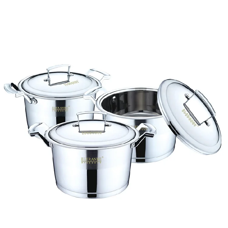 6Piece Stainless Steel Wall Angle panelas Set Pot Soup Pot Cookware Export Quality kitchen pots Stainless Steel Cookware Set