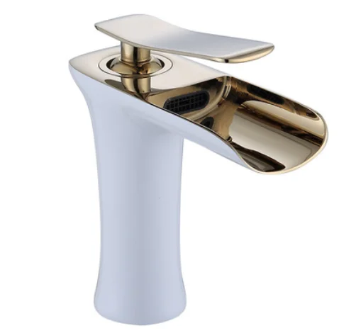 Feenice wenzhou factory manufacturer white gold waterfall mixer tap