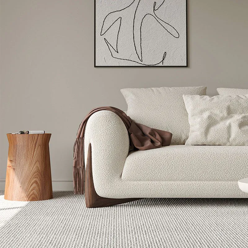 Soft Round Modern Couch Simple Sofa Minimalist Cashmere White Sofa with European Ash Foot