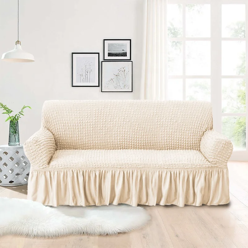 Home furniture cover for sofa and seats plain elastic 3 2 1 sofa covers bubble fabric