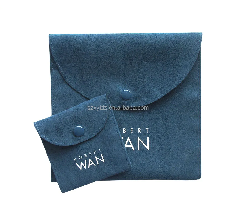 Custom high quality new design flap suede velvet jewellery packaging bag jewelry pouch