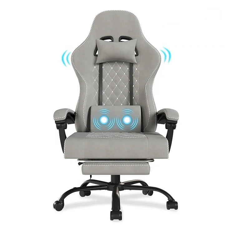 Best Chair Gaming Grey New Silla Gamer Stol Stuhl Video Game Vibration Massage Office Pc Desk Game Chair with Footrest Speakers