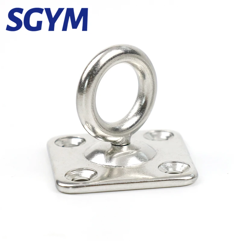 Screws Square Heavy-Duty Ceiling Wall Mount Ring Rotating Swivel Stainless Steel Boat Rigging Pad Eye Hanging Hook