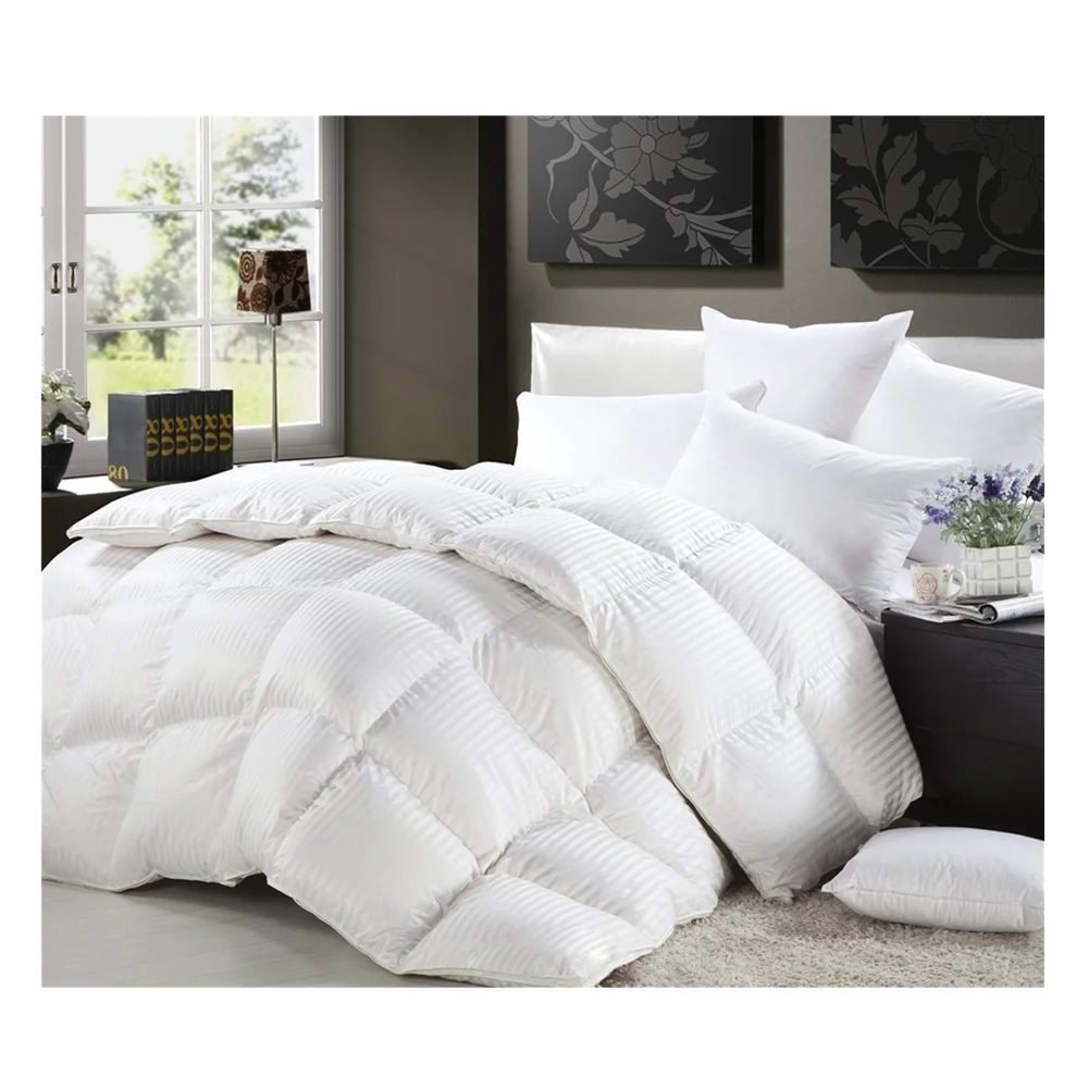 White Goose Down Comforter Duvet 100% Cotton Fabric Quilt Bed Comforter