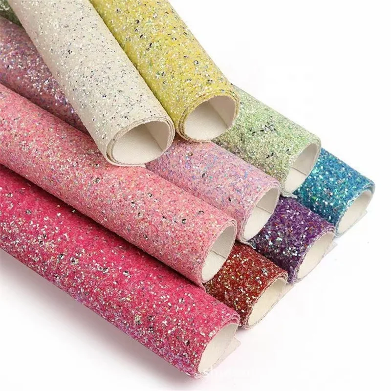Glitter synthetic leather holographic leather fabric for handbag bows shoes PU synthetic Leather