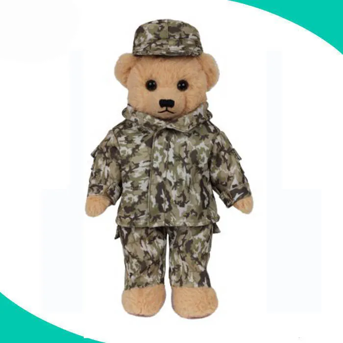 China factory Wholesale OEM custom US plush bear soft stuffed army teddy bear with clothes