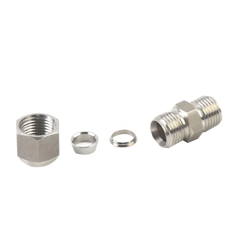 Stainless steel compression fittings tube fittings npt thread air hydraulic fitting nipples