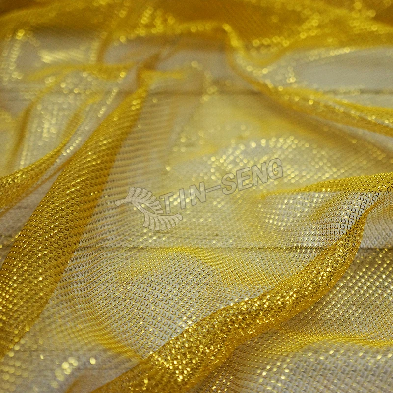 Hot-Sell Glitter Mesh Net in South American , Gold Metallic Lurex Knitting Mesh Fabric for Carnival